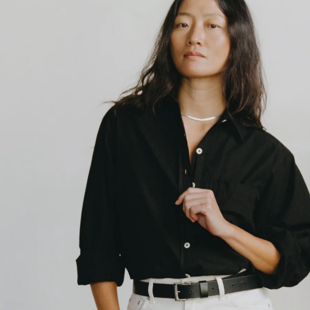 Ozma Marcie shirt, organic cotton poplin, black, xs/s